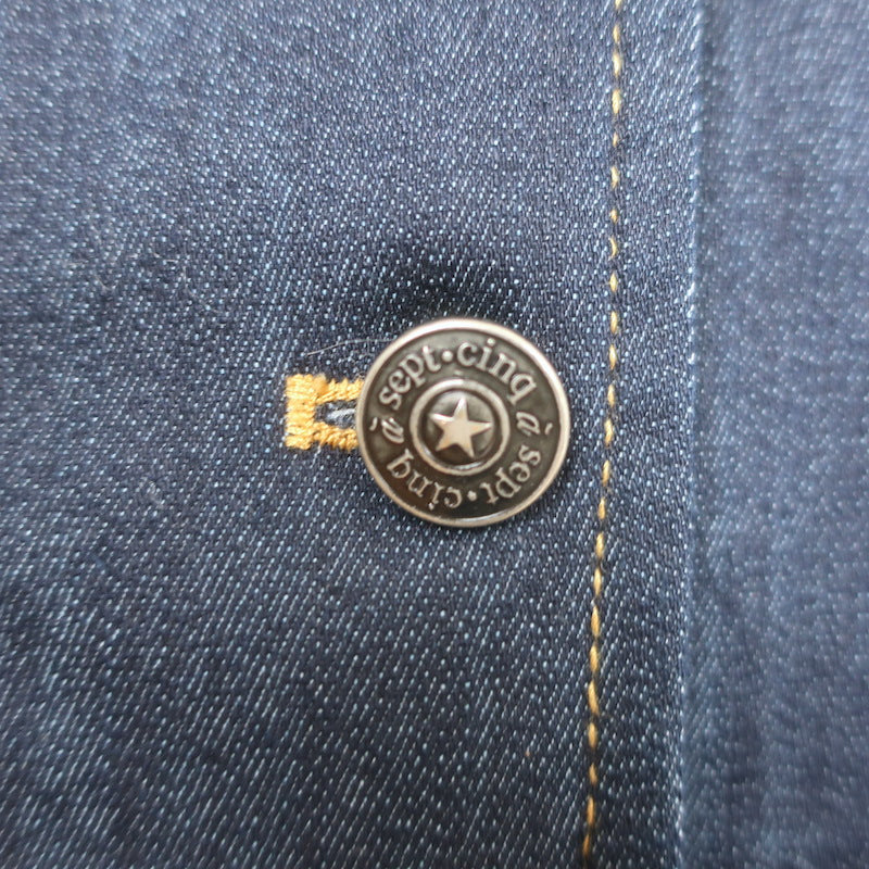 Cinq a Sept Lizzie Puff Sleeve Denim Peplum Jacket Indigo Stretch Cotton Size 4