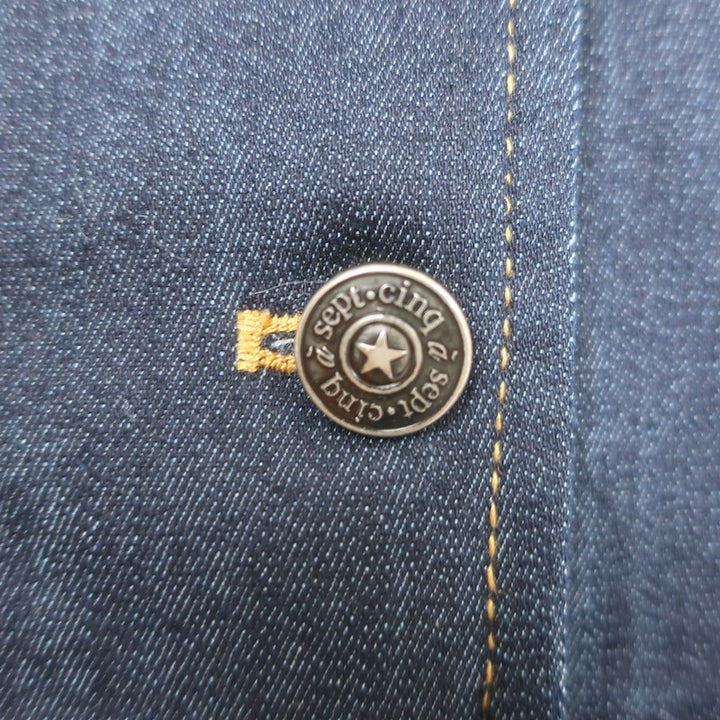 Cinq a Sept Lizzie Puff Sleeve Denim Peplum Jacket Indigo Stretch Cotton Size 4