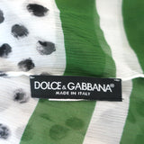 Dolce & Gabbana Shawl Scarf White/Green Polka Dot Print Chiffon