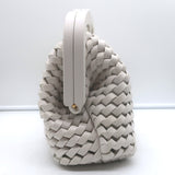 Bottega Veneta Point Slanted Intrecciato Triangle Top Handle Bag White Leather