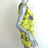 Balenciaga Top Yellow Shadow Floral Print Crepe Size 40 Sleeveless Blouse