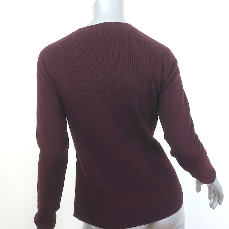 The Kooples Leather-Front Raglan Sweater Burgundy Wool-Blend Size Medium