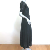 LoveShackFancy Edie Midi Dress Black Lace-Trimmed Cotton Size Extra Small