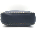 Valentino Rockstud Flap Crossbody Bag Dark Navy Pebbled Leather