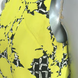 Balenciaga Top Yellow Shadow Floral Print Crepe Size 40 Sleeveless Blouse