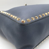 Valentino Rockstud Flap Crossbody Bag Dark Navy Pebbled Leather