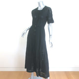 LoveShackFancy Edie Midi Dress Black Lace-Trimmed Cotton Size Extra Small