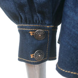 Cinq a Sept Lizzie Puff Sleeve Denim Peplum Jacket Indigo Stretch Cotton Size 4