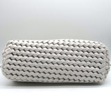 Bottega Veneta Point Slanted Intrecciato Triangle Top Handle Bag White Leather