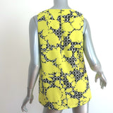 Balenciaga Top Yellow Shadow Floral Print Crepe Size 40 Sleeveless Blouse