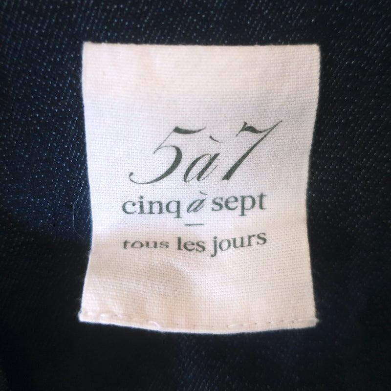 Cinq a Sept Lizzie Puff Sleeve Denim Peplum Jacket Indigo Stretch Cotton Size 4