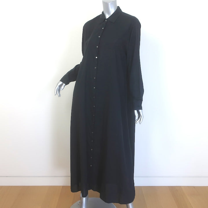 Xirena Boden Long Sleeve Midi Shirt Dress Black Cotton Size Small