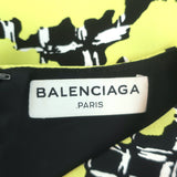 Balenciaga Top Yellow Shadow Floral Print Crepe Size 40 Sleeveless Blouse