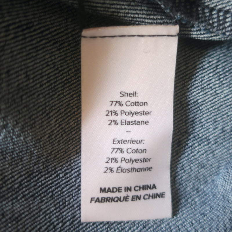 Cinq a Sept Lizzie Puff Sleeve Denim Peplum Jacket Indigo Stretch Cotton Size 4