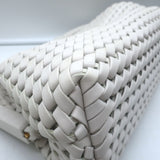 Bottega Veneta Point Slanted Intrecciato Triangle Top Handle Bag White Leather