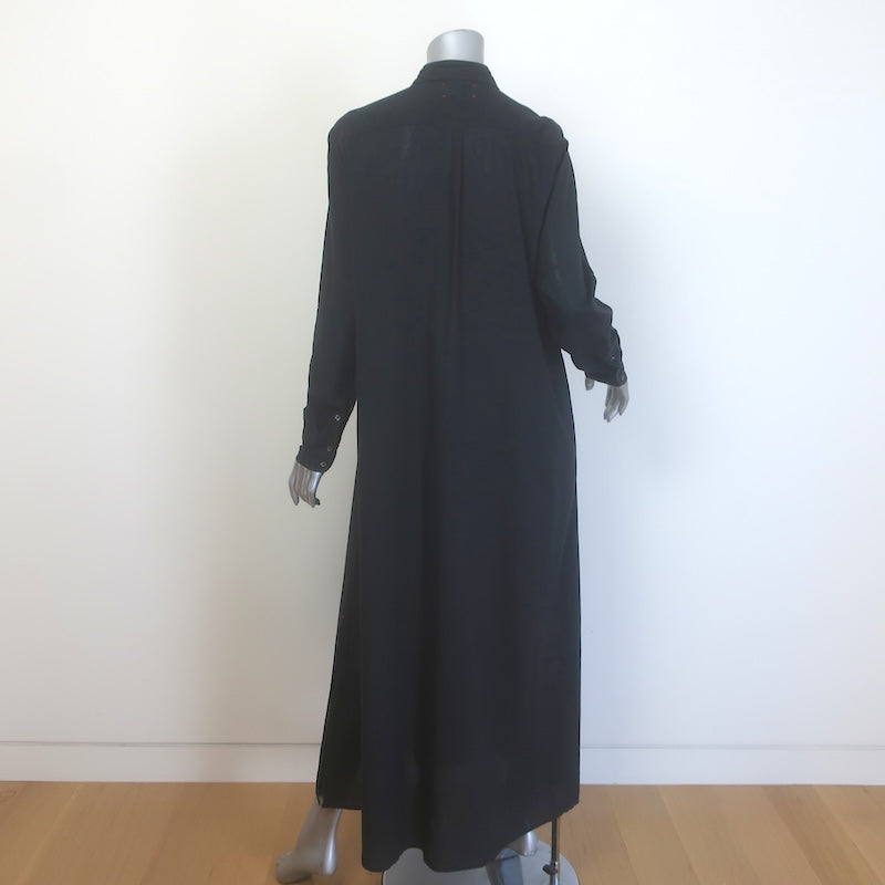 Xirena Boden Long Sleeve Midi Shirt Dress Black Cotton Size Small