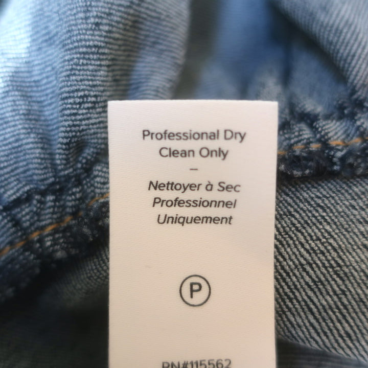Cinq a Sept Lizzie Puff Sleeve Denim Peplum Jacket Indigo Stretch Cotton Size 4