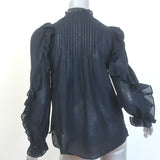 Zadig & Voltaire Timmy Tomboy Top Black Ruffled Cotton Size Extra Small