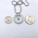 Roberto Coin Cento Large O Pendant Necklace 18K White Gold Pave Diamond