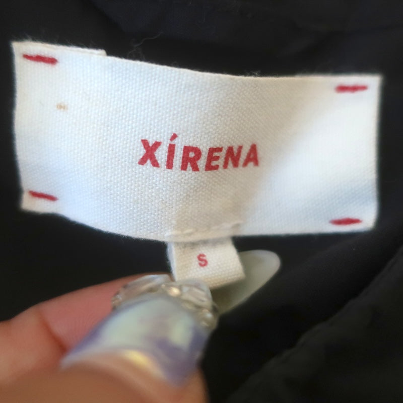 Xirena Boden Long Sleeve Midi Shirt Dress Black Cotton Size Small