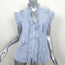 A Shirt Thing Ruffled Button Down Top Blue/White Striped Seersucker Size Medium