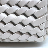 Bottega Veneta Point Slanted Intrecciato Triangle Top Handle Bag White Leather