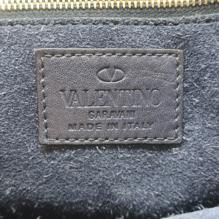 Valentino Rockstud Flap Crossbody Bag Dark Navy Pebbled Leather