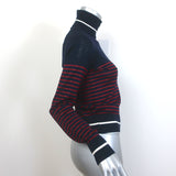 No. 21 Metallic-Striped Turtleneck Sweater Navy/Red Wool Size 36 NEW