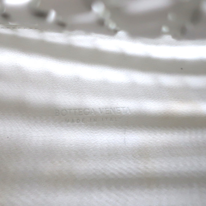 Bottega Veneta Point Slanted Intrecciato Triangle Top Handle Bag White Leather