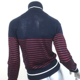 No. 21 Metallic-Striped Turtleneck Sweater Navy/Red Wool Size 36 NEW