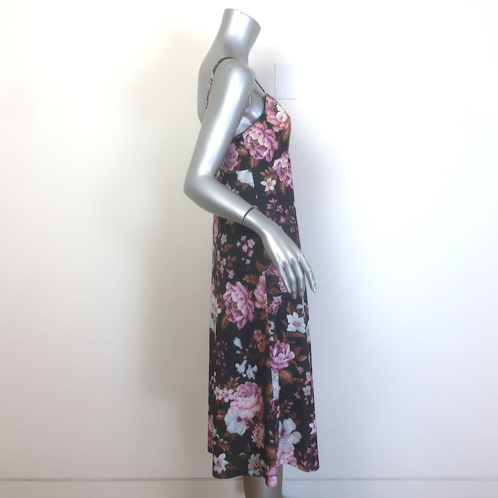 Zimmermann Floral Print Slip Dress Black/Multicolor Stretch Jersey Size 2
