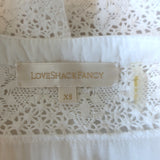 LoveShackFancy Edie Midi Dress White Lace-Trimmed Cotton Size Extra Small