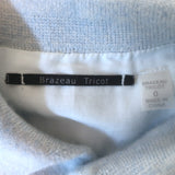 Brazeau Tricot Cashmere Mixed Media Button Down Shirt Light Blue Size 0
