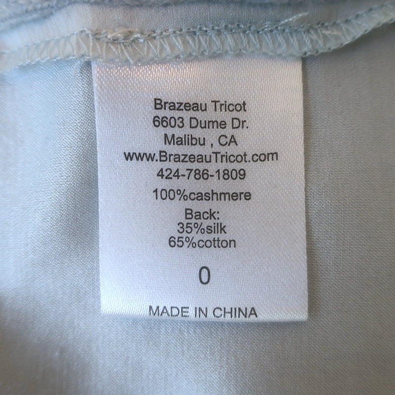Brazeau Tricot Cashmere Mixed Media Button Down Shirt Light Blue Size 0