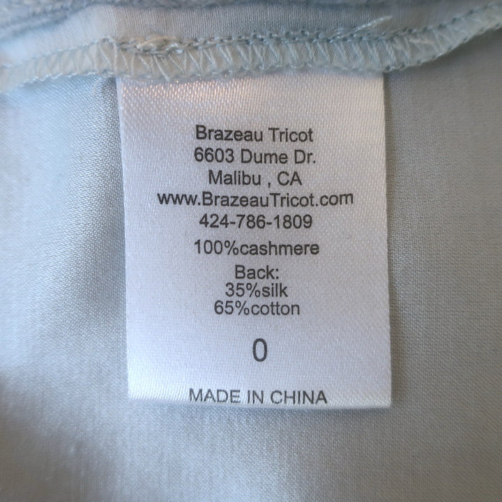 Brazeau Tricot Cashmere Mixed Media Button Down Shirt Light Blue Size 0