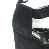 Balenciaga Espadrille Wedge Sandals Black Suede Size 41 Buckle-Strap Heels