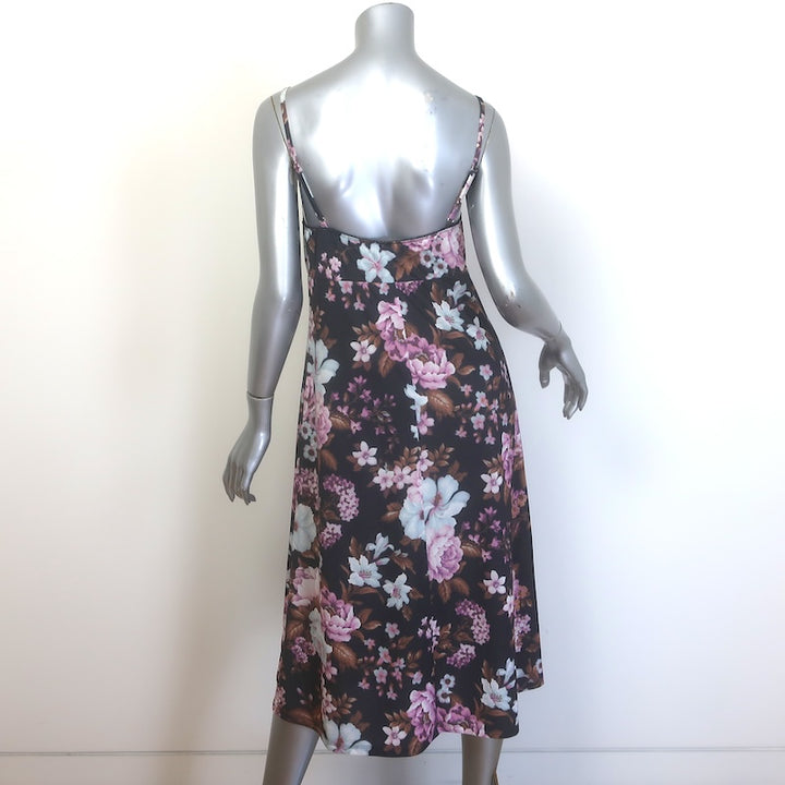 Zimmermann Floral Print Slip Dress Black/Multicolor Stretch Jersey Size 2