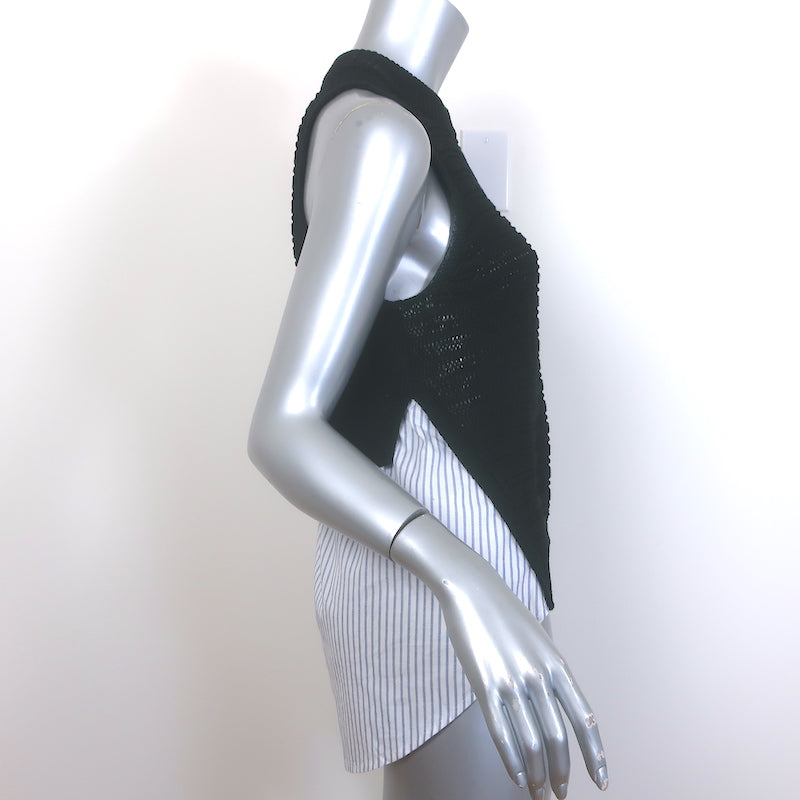 Veronica Beard South Beach Mixed Media Tank Top Navy Knit &amp; Stripes Size Medium