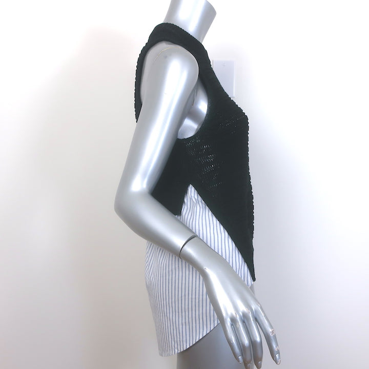 Veronica Beard South Beach Mixed Media Tank Top Navy Knit &amp; Stripes Size Medium