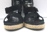 Balenciaga Espadrille Wedge Sandals Black Suede Size 41 Buckle-Strap Heels