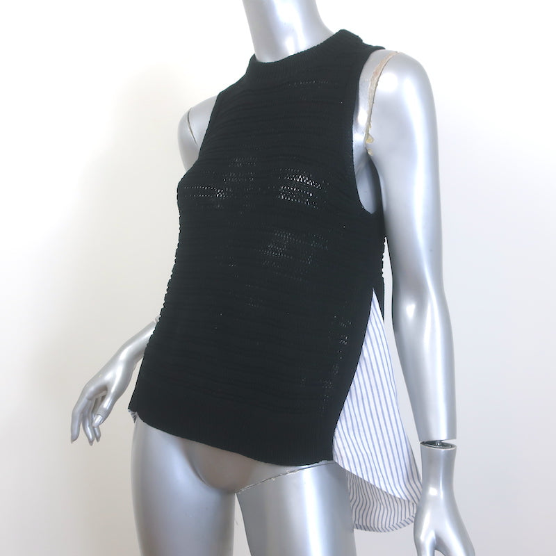 Veronica Beard South Beach Mixed Media Tank Top Navy Knit &amp; Stripes Size Medium