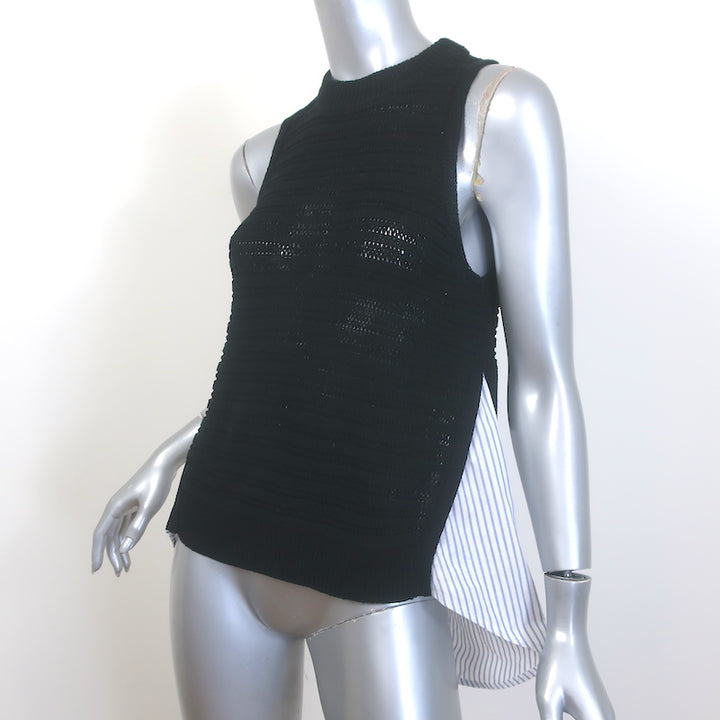 Veronica Beard South Beach Mixed Media Tank Top Navy Knit &amp; Stripes Size Medium
