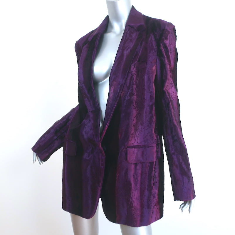 Dries Van Noten Blanchet Blazer Purple Pony Hair Size 42 One-Button Jacket NEW