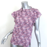 Isabel Marant Valency Asymmetric Blouse Mauve Printed Stretch Silk Size 34