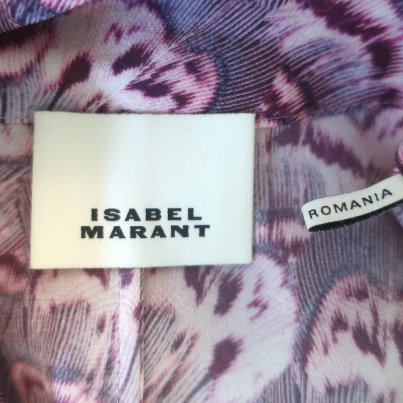 Isabel Marant Valency Asymmetric Blouse Mauve Printed Stretch Silk Size 34