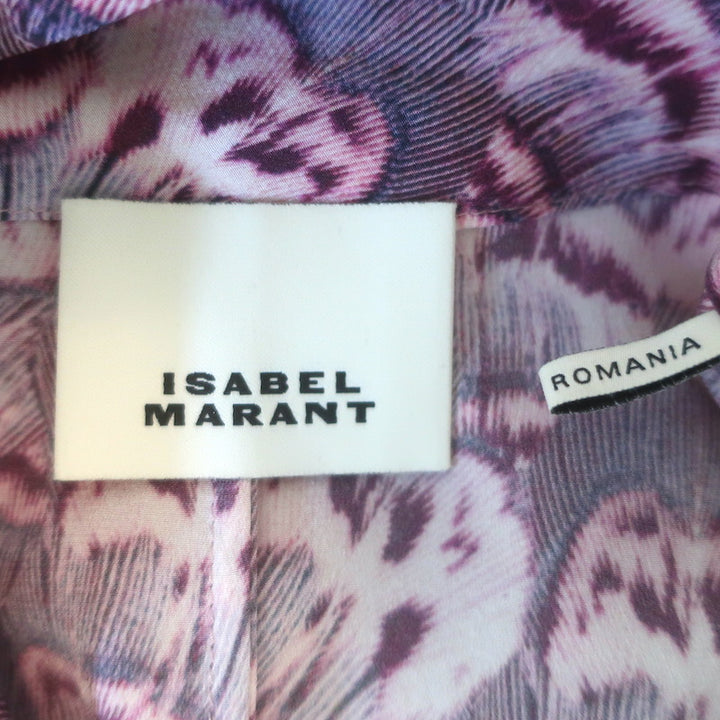 Isabel Marant Valency Asymmetric Blouse Mauve Printed Stretch Silk Size 34