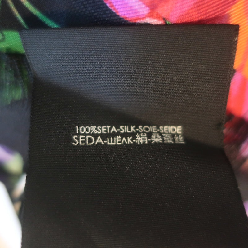 Gucci Lenis Floral Print 90cm Square Scarf Black/Multicolor Silk NEW