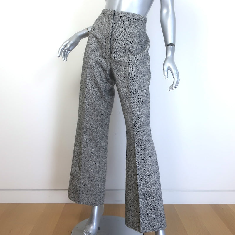 Prada Tweed Flared Trousers Black/White Virgin Wool Size 44
