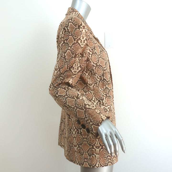 Anine Bing Double Breasted Blazer Madeleine Beige Snakeskin Print Size Medium
