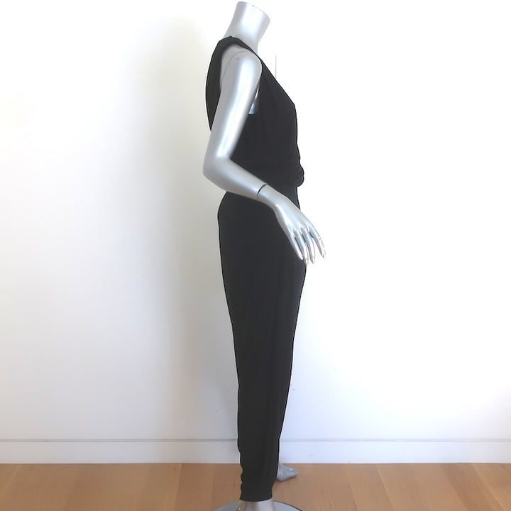 Max Mara Sleeveless Draped Jersey Jumpsuit Black Size Medium